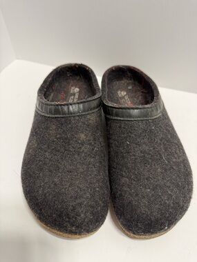 Haflinger Gz Classic Grizzly Slipper Clogs Wool Med Blue Unisex Size 40, US 9